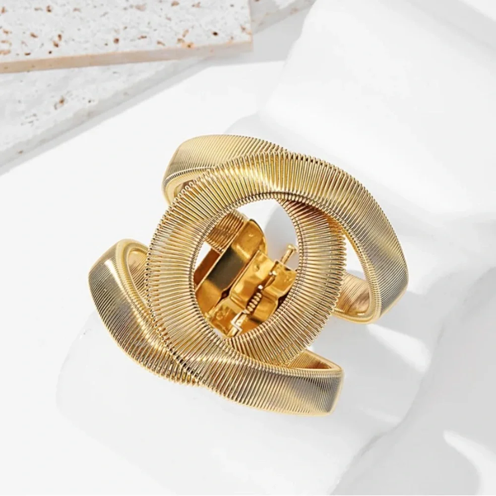 Fashion Designer Jewelry Elegent Alloy Wide Spring Cuff Bracelet Bangles - Picture 4 of 7